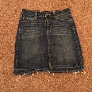 Paige mini denim skirt raw edged